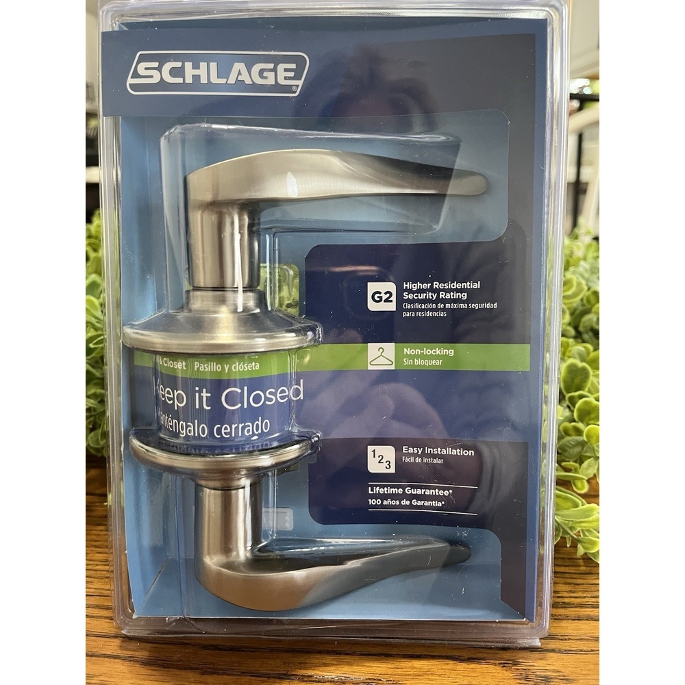 Schlage Sacramento Satin Nickel Passage Hall/Closet Door Lever F10 V‎ SAC 619